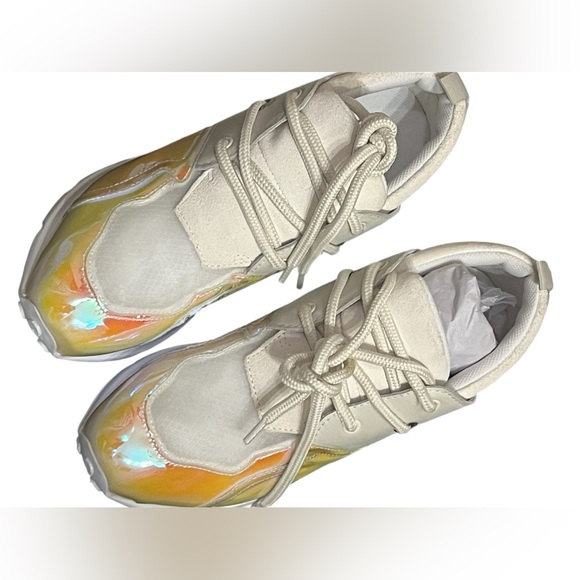 Steve Madden Cliff iridescent Leather, fabric and vegan suede sneakers NWOB - Picture 3 of 9